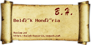 Belák Honória névjegykártya